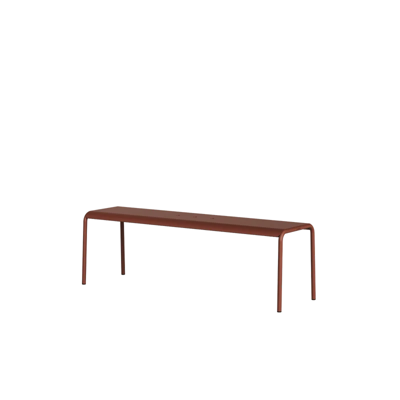 Banc de jardin en acier thermolaqué inoxydable rouge brique 140x42x45cm Panorama - TIPTOE