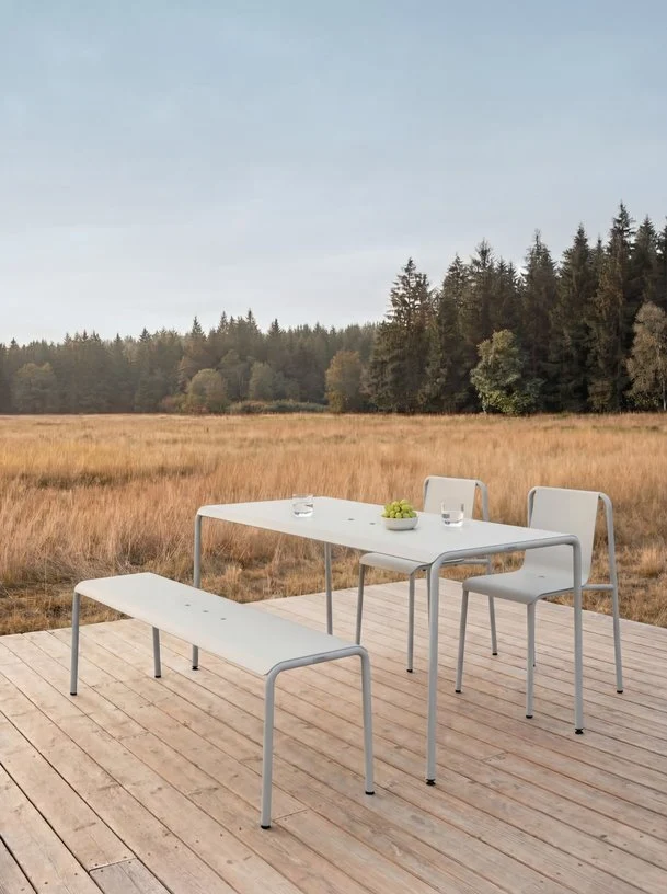 Banc de jardin en acier thermolaqué inoxydable vert forêt 140x42x45cm Panorama - TIPTOE