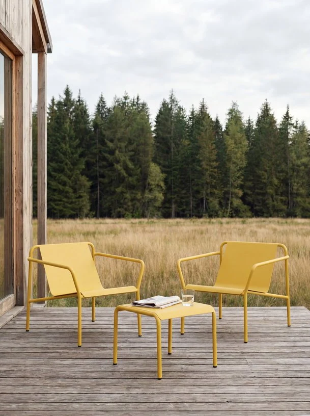 Fauteuil de jardin en acier thermolaqué inoxydable jaune 78x67cm Panorama - TIPTOE