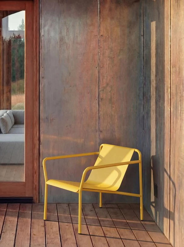 Fauteuil de jardin en acier thermolaqué inoxydable jaune 78x67cm Panorama - TIPTOE