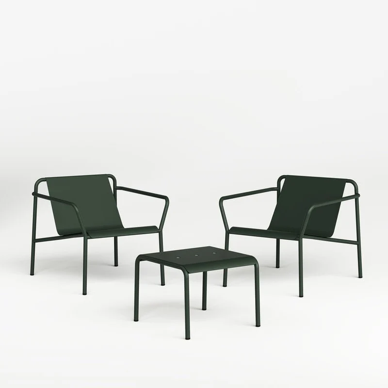 Fauteuil de jardin en acier thermolaqué inoxydable vert forêt 78x67cm Panorama - TIPTOE