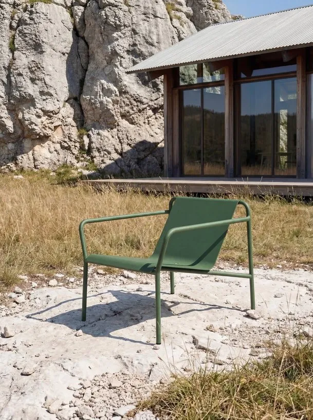 Fauteuil de jardin en acier thermolaqué inoxydable vert forêt 78x67cm Panorama - TIPTOE