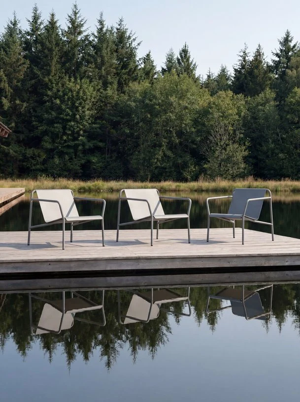 Fauteuil de jardin en acier thermolaqué inoxydable gris craie 78x67cm Panorama - TIPTOE