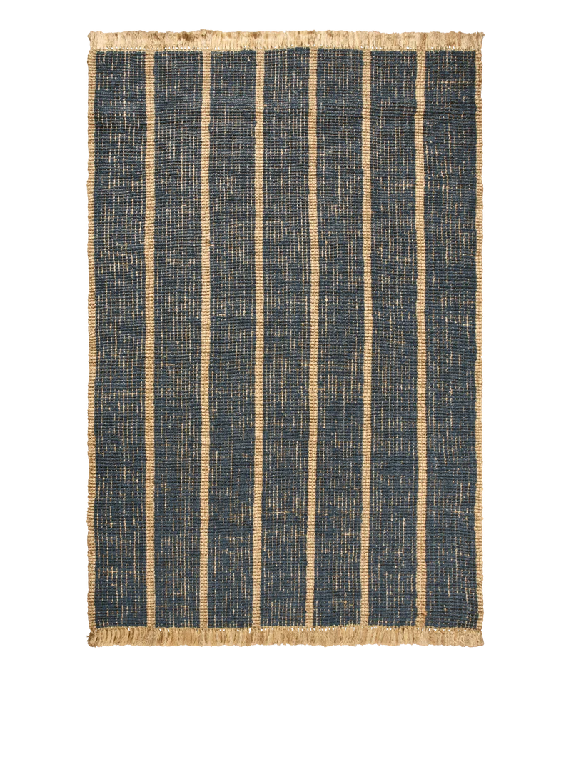 Ferm Living Athens Stripes Teppich - 200 x 300 - Natural/Ink Blue