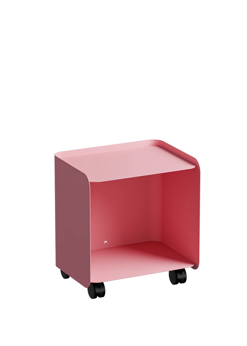 Table d'appoint à roulettes en acier rose 40x30x43,5cm Juno - Metallbude