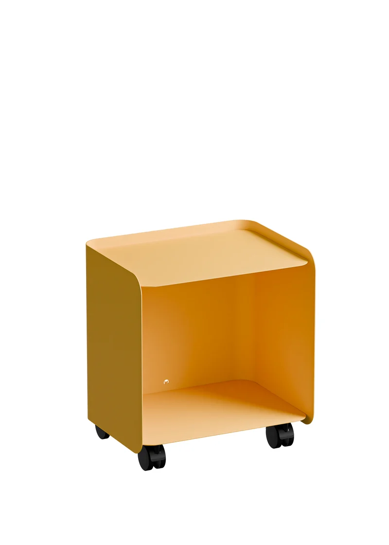 Table d'appoint à roulettes en acier jaune 40x30x43,5cm Juno - Metallbude