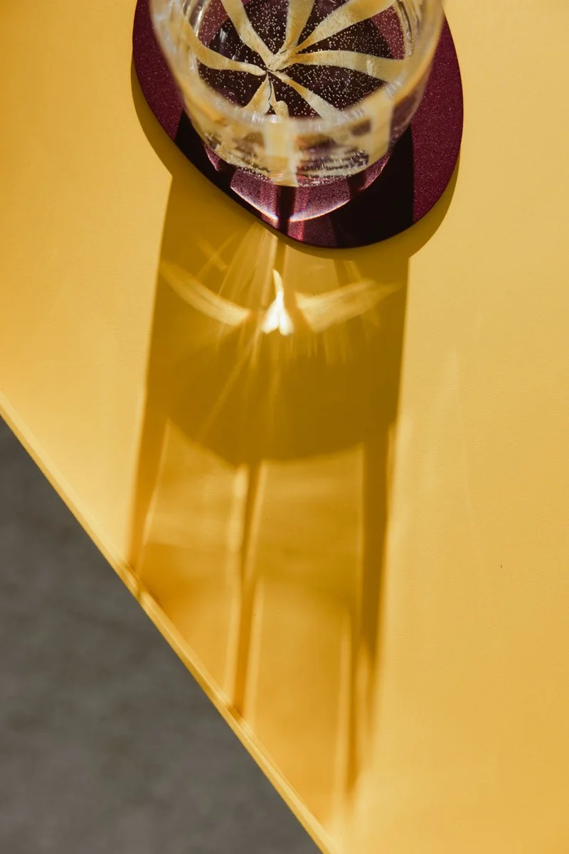 Table d'appoint à roulettes en acier jaune 40x30x43,5cm Juno - Metallbude