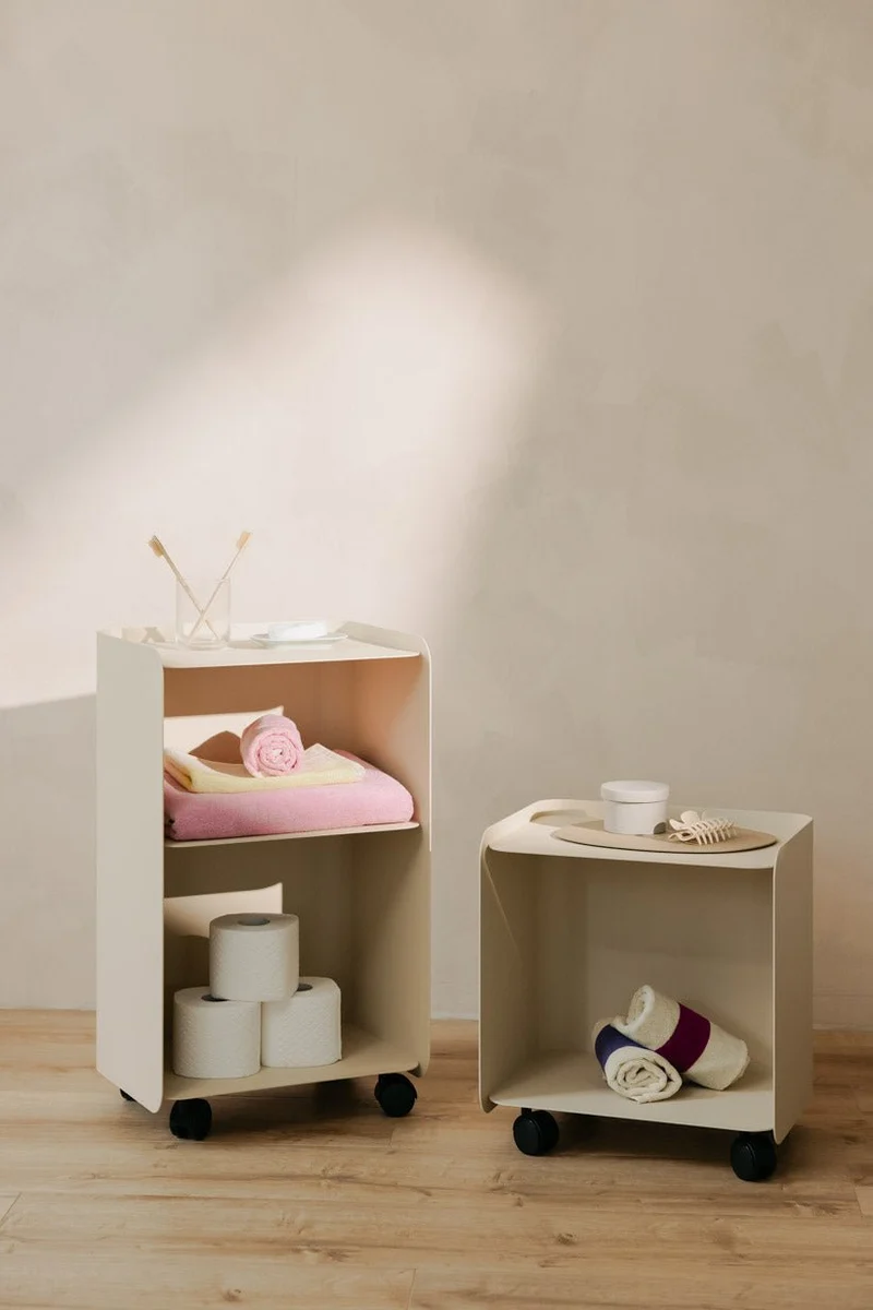 Table d'appoint à roulettes en acier beige 40x30x43,5cm Juno - Metallbude