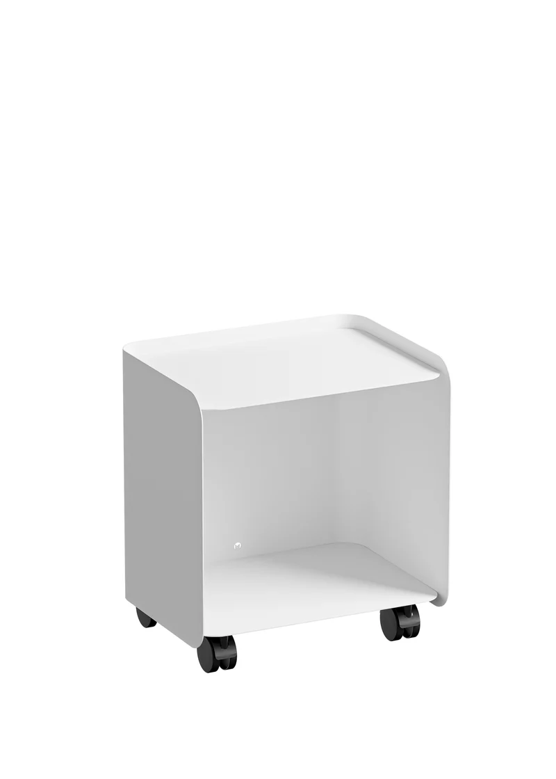Table d'appoint à roulettes en acier blanc 40x30x43,5cm Juno - Metallbude