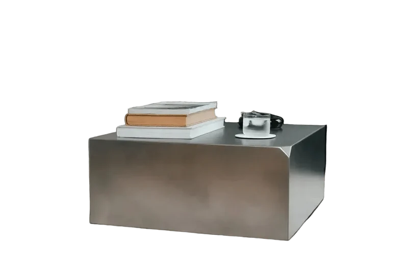 Table basse carrée en acier inoxydable sablé 63x63x27cm Raw c square - Metallbude