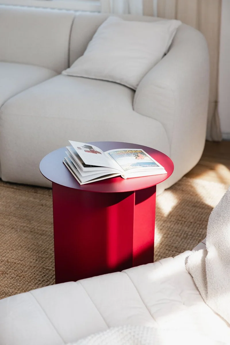 Table d'appoint ronde en acier bordeaux 40x50cm Yaro - Metallbude
