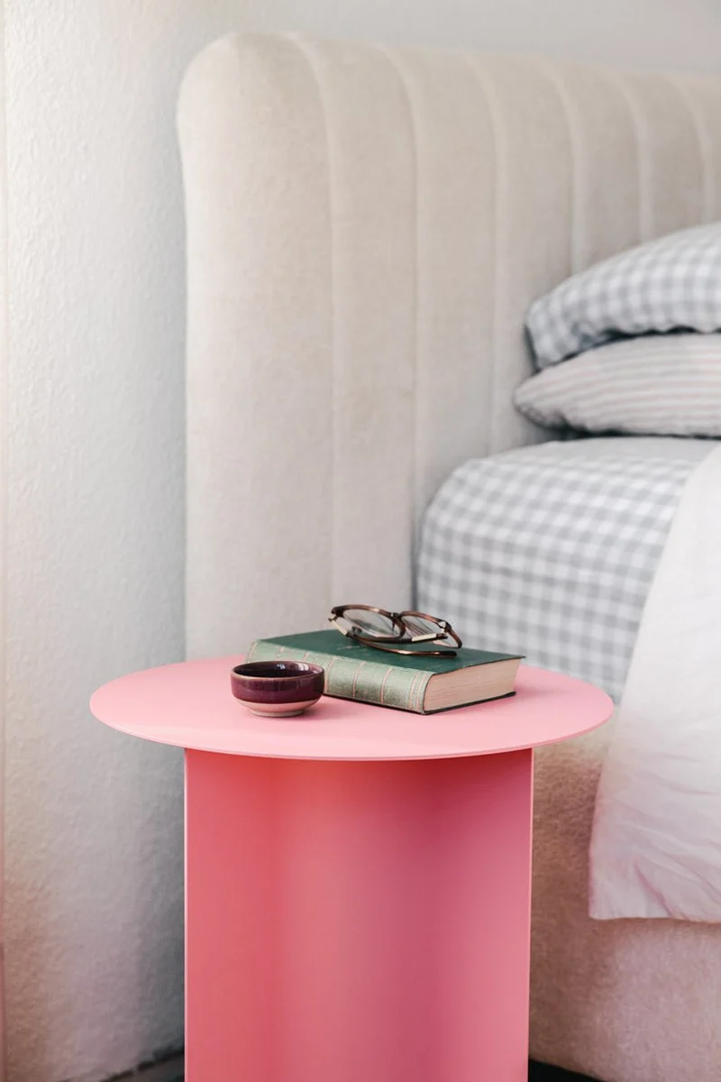 Table d'appoint ronde en acier rose 40x50cm Yaro - Metallbude