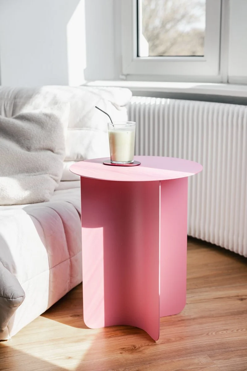 Table d'appoint ronde en acier rose 40x50cm Yaro - Metallbude