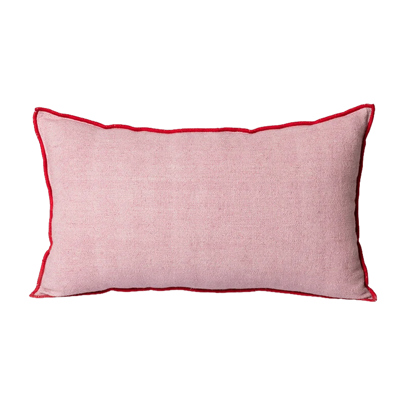 Coussin rose liseré rouge 50 x 30 cm Coton Candy- HKliving