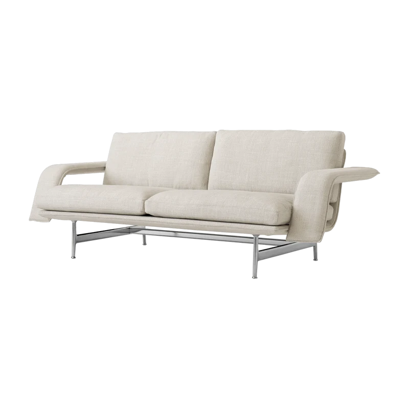 Canapé droit en tissu beige et acier chromé 194x85x70cm Meantime AV30 - &tradition