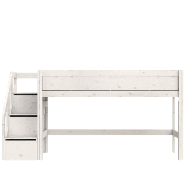 Lifetime Kidsrooms Hochbett 128 cm mit Treppe - Original Whitewash