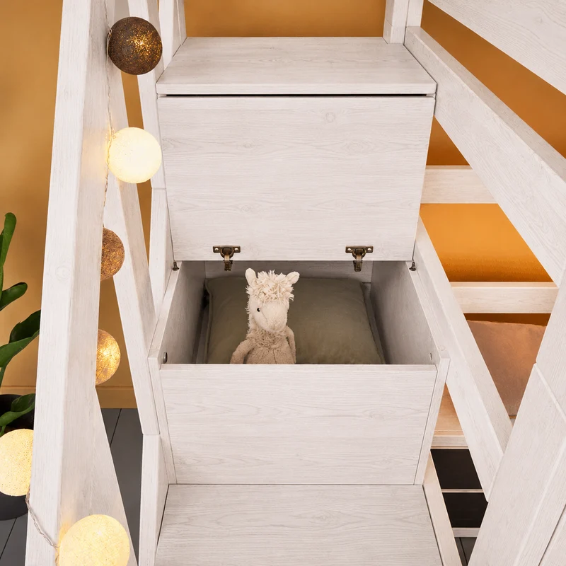 Lifetime Kidsrooms Hochbett 152 cm mit Treppe - Original Whitewash