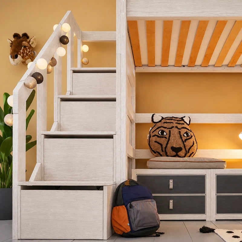 Lifetime Kidsrooms Hochbett 177 cm mit Treppe - Original Whitewash