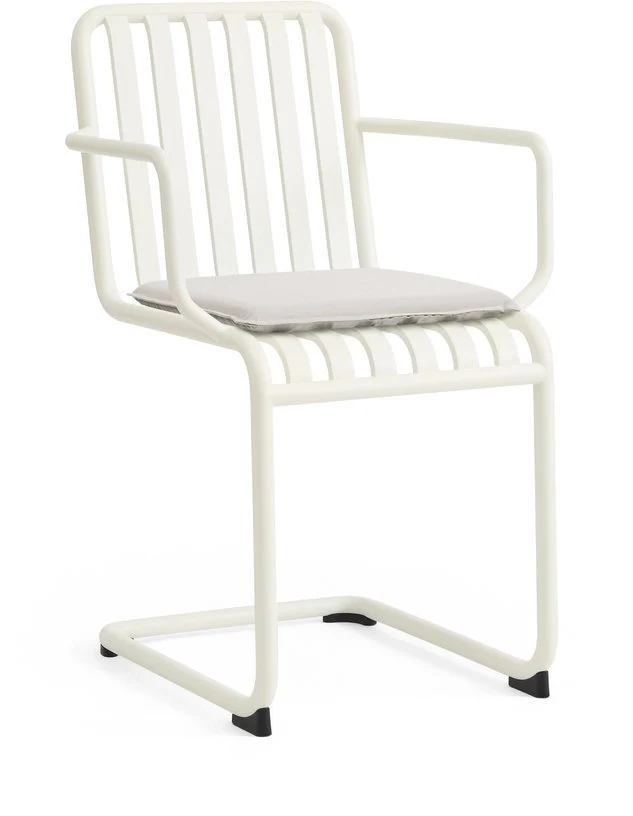 Chaise de jardin avec accoudoirs en acier blanc cassé Palissade - HAY
