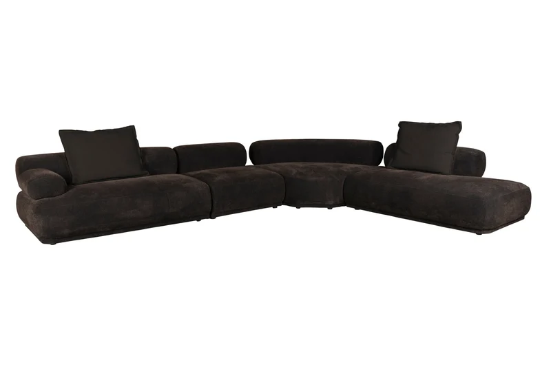 Canapé modulable côté gauche en tissu marron foncé 7,5 places Rembrandt - Zuiver