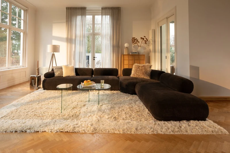 Canapé modulable côté gauche en tissu marron foncé 7,5 places Rembrandt - Zuiver
