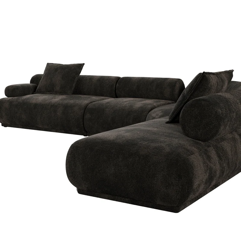 Canapé modulable côté gauche en tissu marron foncé 7,5 places Rembrandt - Zuiver