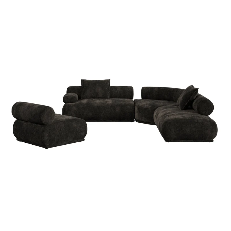 Canapé modulable côté gauche en tissu marron foncé 7,5 places Rembrandt - Zuiver