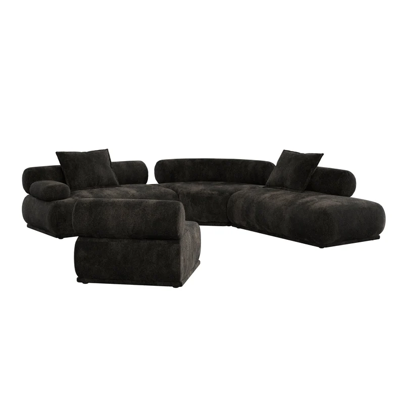 Canapé modulable côté gauche en tissu marron foncé 7,5 places Rembrandt - Zuiver