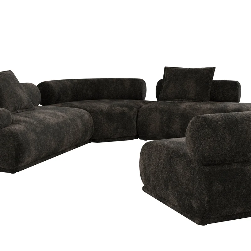 Canapé modulable côté gauche en tissu marron foncé 7,5 places Rembrandt - Zuiver