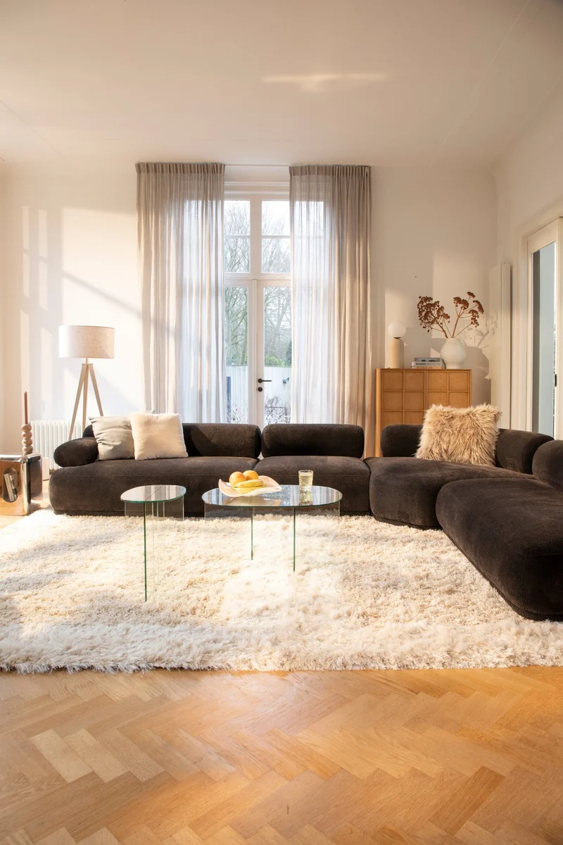 Canapé modulable côté gauche en tissu marron foncé 7,5 places Rembrandt - Zuiver