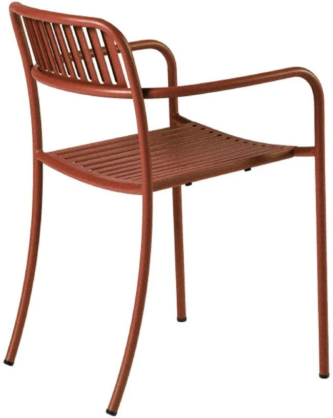 Fauteuil lames en acier inoxydable rouille fauve Patio - Tolix