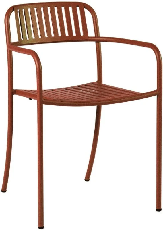Fauteuil lames en acier inoxydable rouille fauve Patio - Tolix