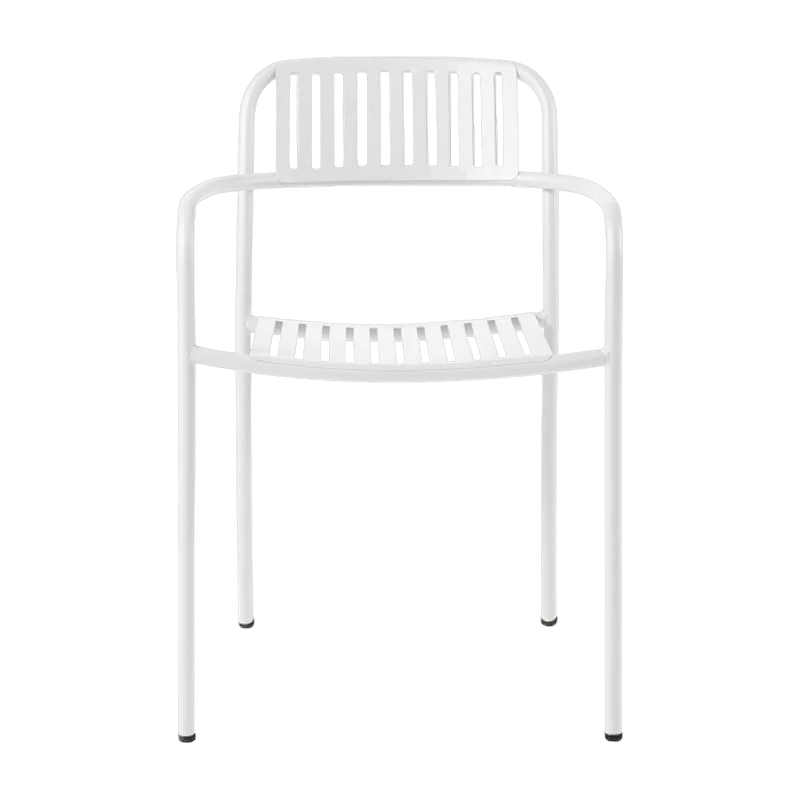 Chaise de jardin avec accoudoirs à lames en acier inoxydable blanc pur Patio - Tolix