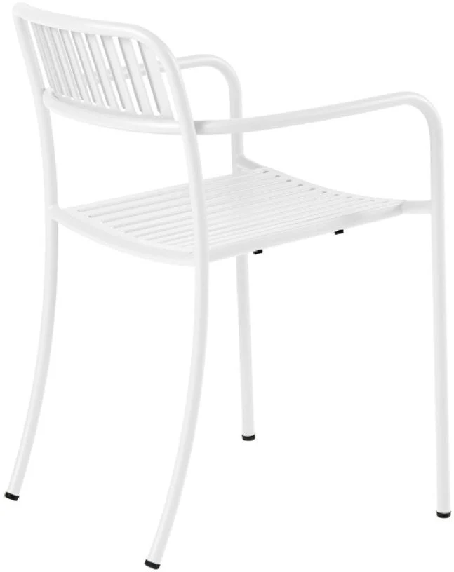 Chaise de jardin avec accoudoirs à lames en acier inoxydable blanc pur Patio - Tolix