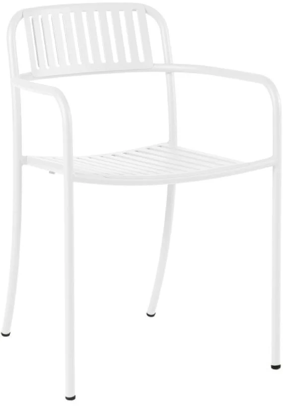 Chaise de jardin avec accoudoirs à lames en acier inoxydable blanc pur Patio - Tolix