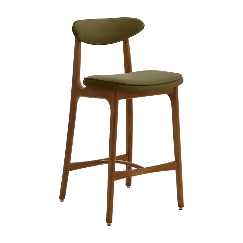 Chaise de bar S en tissu Velvet olive Ash 03 200-190 - 366 Concept