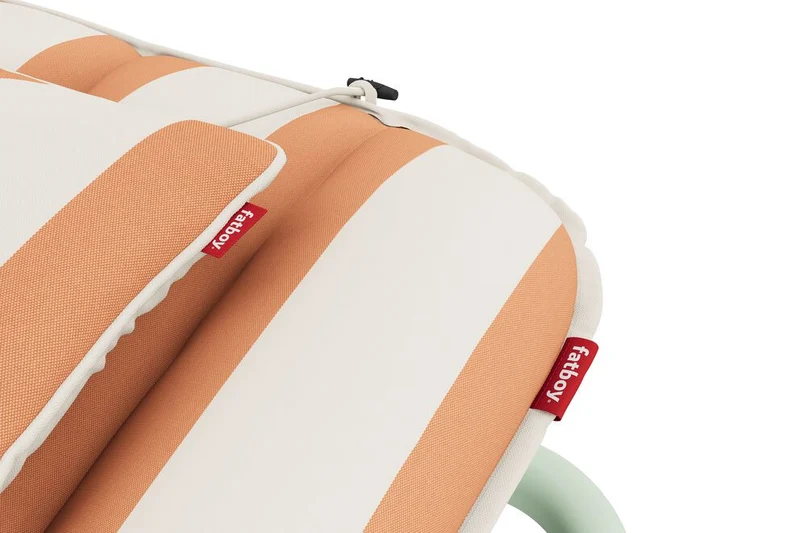 Transat en aluminium vert avec son matelas rayé orange 212x97x39cm Sunbud - Fatboy