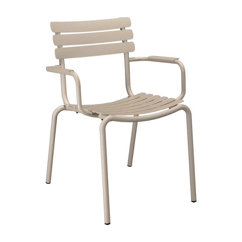 Chaise d'extérieur en aluminium beige avec accoudoirs 59x63x82cm Alua - Houe