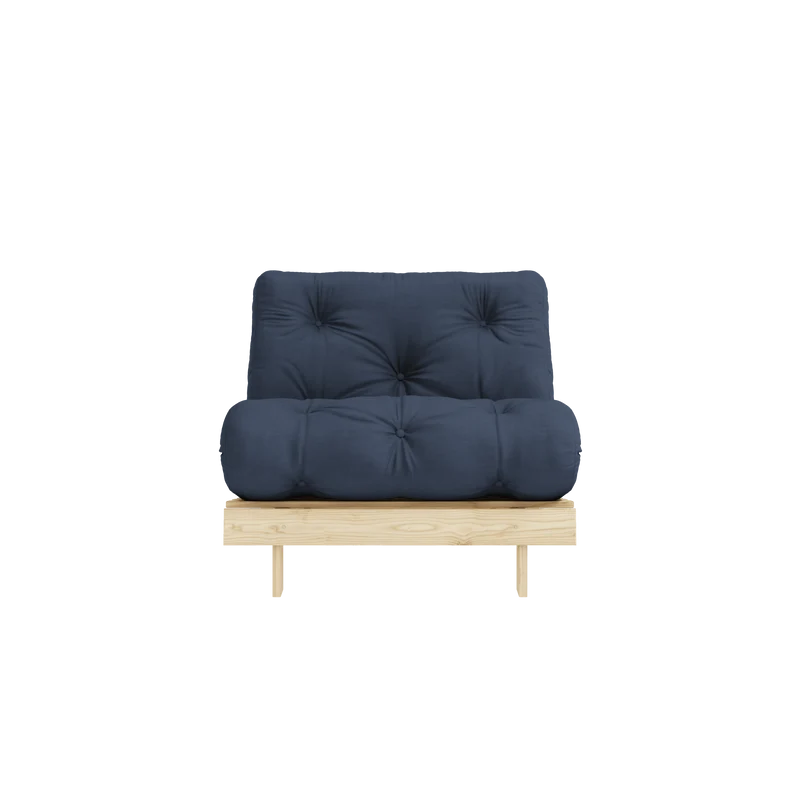 Canapé-lit en pin massif avec matelas bleu marine 90x200cm Raw roots - Karup Design