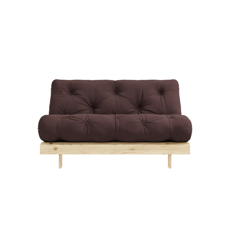 Canapé-lit en pin massif avec matelas marron 140x200cm Raw roots - Karup Design
