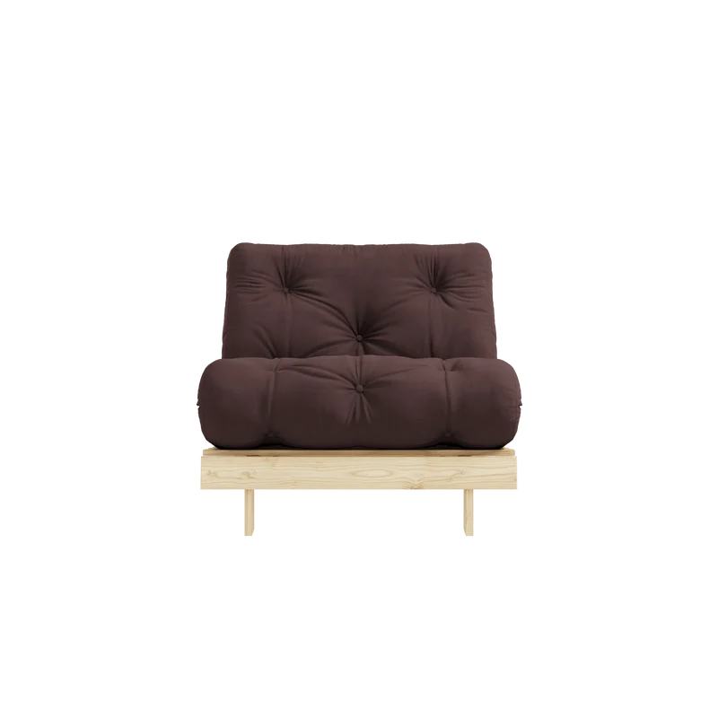 Canapé-lit en pin massif avec matelas marron 90x200cm Raw roots - Karup Design