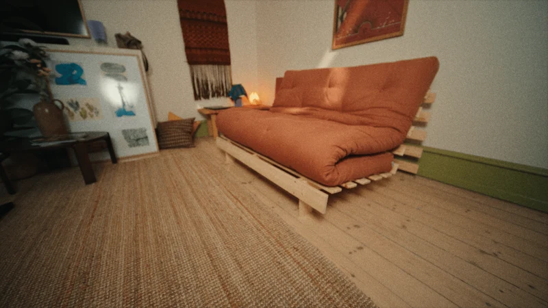 Canapé-lit en pin massif avec matelas bordeaux 140x200cm Raw roots - Karup Design