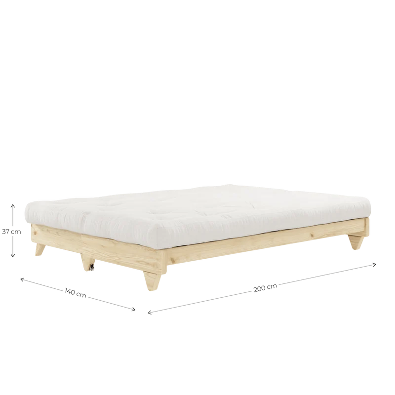 Canapé-lit en pin massif avec matelas en lin 140x200cm Fresh - Karup Design