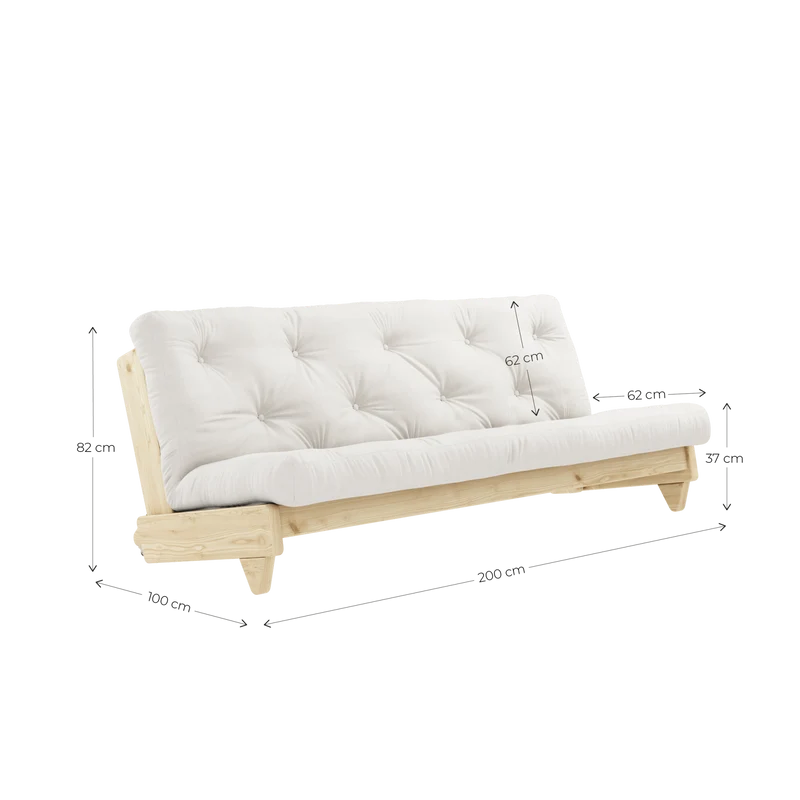 Canapé-lit en pin massif avec matelas en lin 140x200cm Fresh - Karup Design