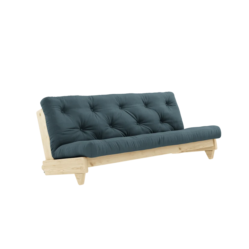 Canapé-lit en pin massif avec matelas en coton bleu pétrole 140x200cm Fresh - Karup Design