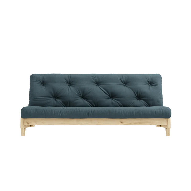 Canapé-lit en pin massif avec matelas en coton bleu pétrole 140x200cm Fresh - Karup Design