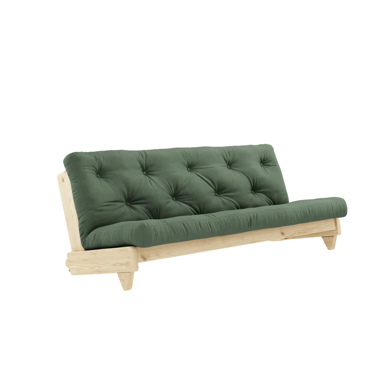 Canapé-lit en pin massif avec matelas en coton vert olive 140x200cm Fresh - Karup Design