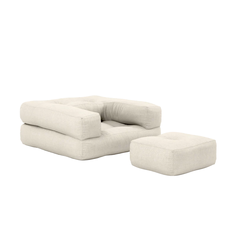 Pouf fauteuil convertible en lin 95x90x42cm Cube - Karup Design