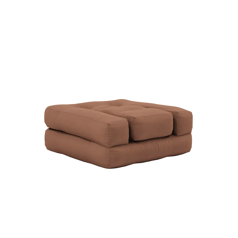 Pouf fauteuil convertible en coton marron clair 95x90x42cm Cube - Karup Design