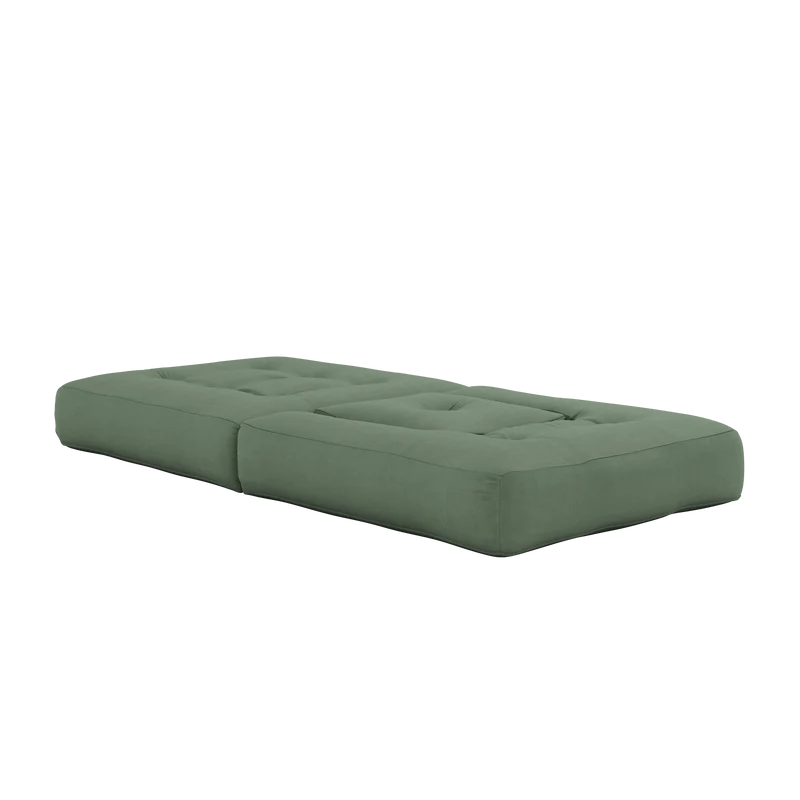 Pouf fauteuil convertible en coton vert olive 95x90x42cm Cube - Karup Design